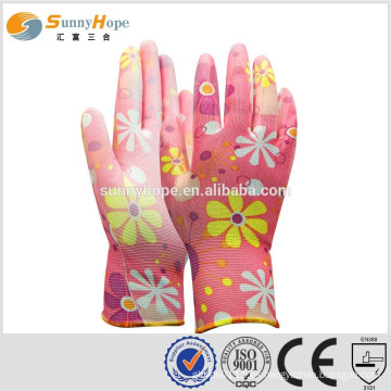 Sunnyhope 13G colorido PU cubrió guantes al por mayor guantes de jardín